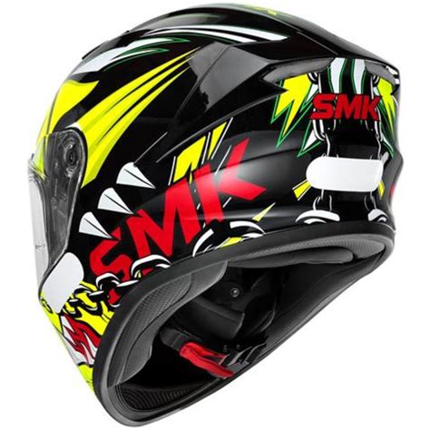 Capacete Smk Stellar Monster Preto Vermelho Amarelo Grid Motors