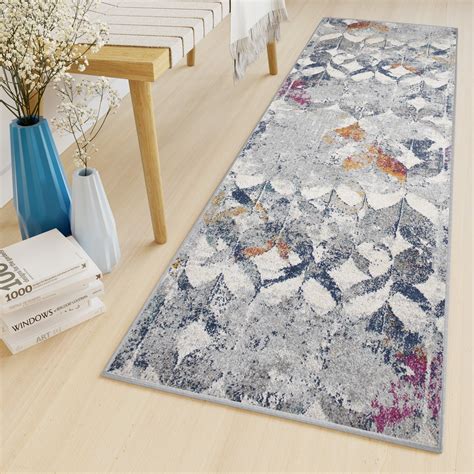 TAPISO Lazur Tapis de Couloir Bleu Orange Rose Vintage Polypropylène