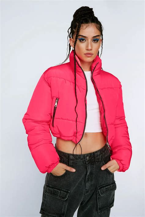 3 Nasty Gal Cropped Puffer Zip Through Jacket