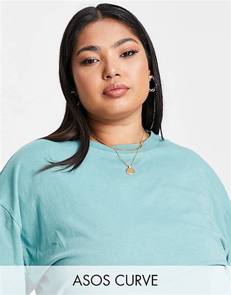 Asos Design Curve Oversize T Shirt In Meergrün Asos