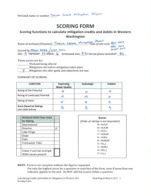 Fillable Online Scoring Form A Fax Email Print Pdffiller