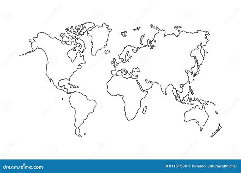 Contour De Carte Du Monde Sur Le Fond Blanc Illustration De Vecteur