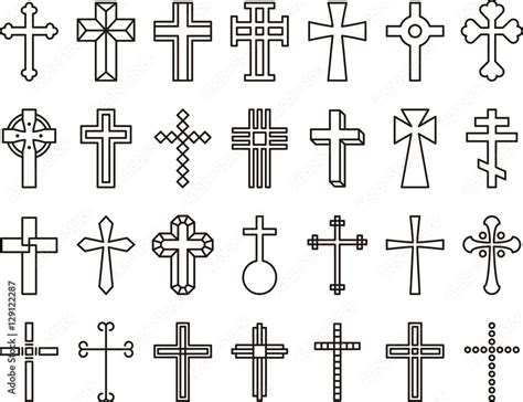 Different Types Crosses Their Meanings Stock Vector Off