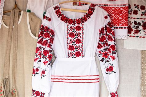 Premium Photo Embroidered National Belarusian Dress Slavic National