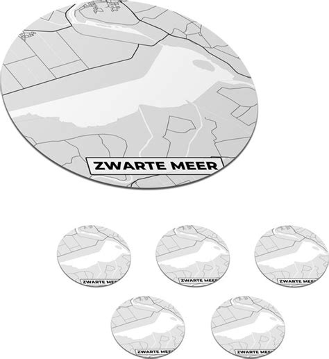 Onderzetters Voor Glazen Rond Plattegrond Kaart Zwarte Meer