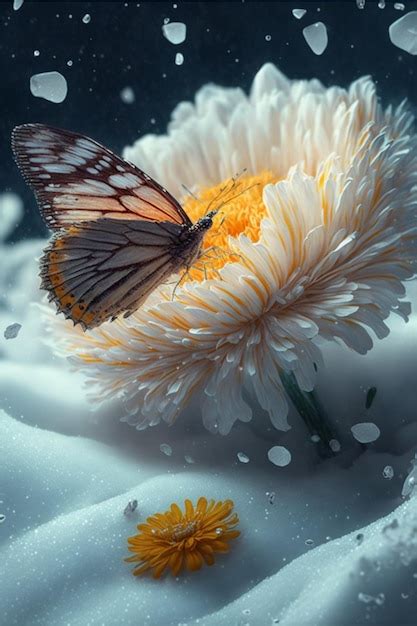 Borboleta Sentada Em Cima De Uma Flor Branca Generative Ai Foto Premium