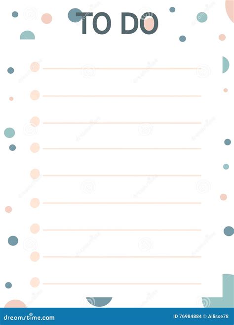 Cute Pink Blue Printable To Do List With Circle Stock Vector