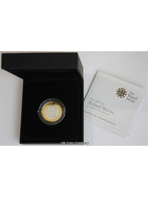 2009 Robert Burns £2 Two Pound Silver Proof Royal Mint Coin Boxed With