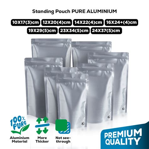 Jual Standing Pouch Pure Silver Alu Foil Kemasan Ziplock Delkochoice