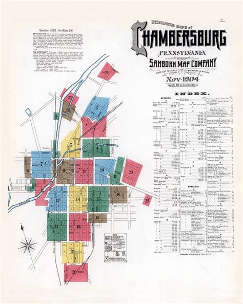 1904 Town Map of Chambersburg Franklin County Pennsylvania - Etsy