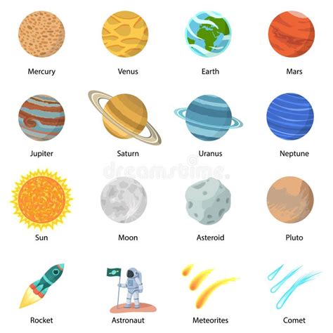 Sistema Del Icono Del Planeta Del Espacio Estilo Plano Ilustraci N Del