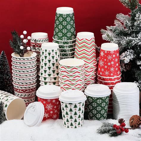 Amazon Umigy 100 Pack 12oz Christmas Day Paper Cups With Lids Xmas