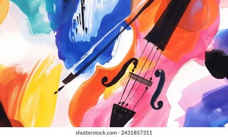 Violin Colorful Watercolor Painting Abstract Background Stock ...