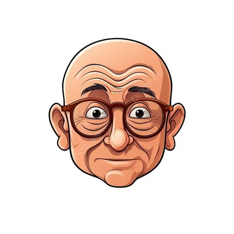 Oldman Bald Doubt Face Cartoon Cute Icon Father Expression Png