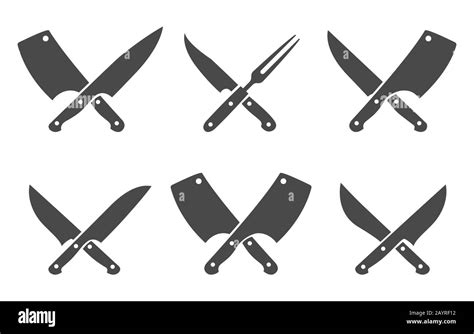 Butcher Crossed Knives Stock Vector Image Art Alamy