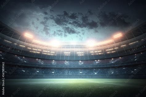 Football stadium lights. American football stadium. digital effect 3d render, Lights at night ...