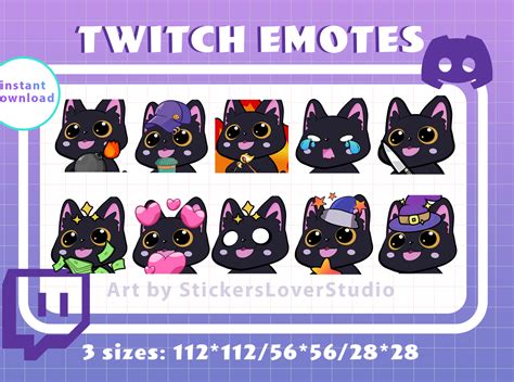 Cute Twitch Emotes Pack With Witchy Black Cat By Karina On Dribbble