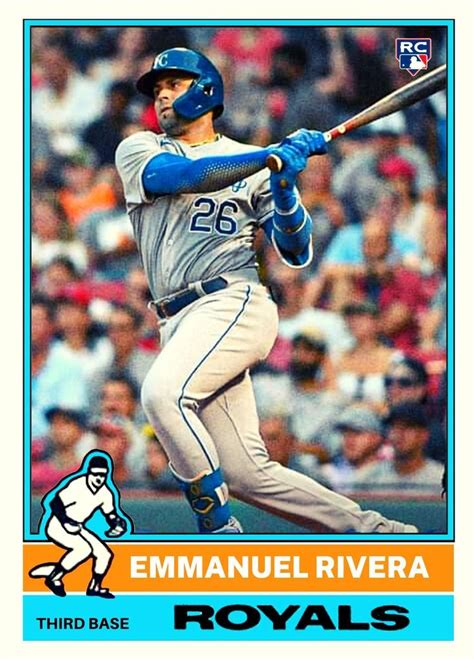 Emmanuel Rivera Royals 1976 Topps Design RC Mlb Players Sport