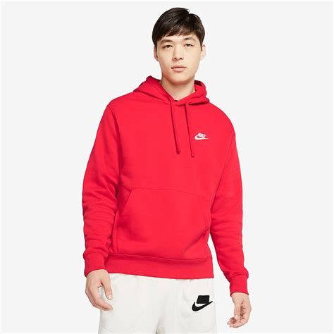 Nike Sportswear Club Fleece Pullover Hoodie University Redwhite Mens Clothing Prodirect