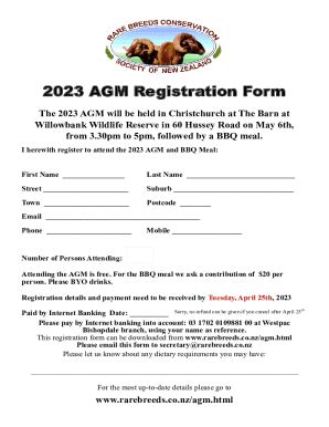 Fillable Online 2023 AGM Registration Form Fax Email Print PdfFiller