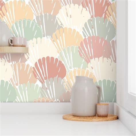 Seashells Abstract Sea Shells Marine Wallpaper Spoonflower