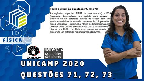 Física Unicamp 2020 Questões 71 72 73 YouTube