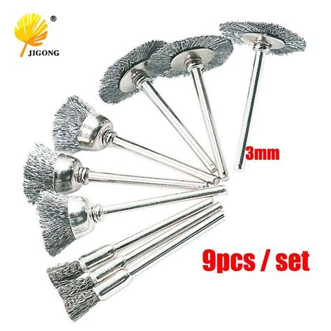 JIGONG 9 pièces brosses en acier brosses de roue en fil métallique