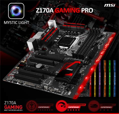 Msi Unveils Z170a Gaming Pro Motherboard Full Rgb Leds Illuminated Pcb With 16 5 Million Colors