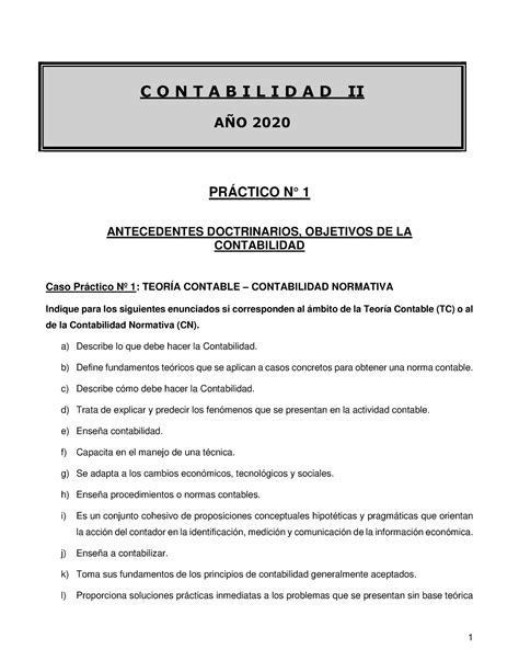 Conta II Guía de prácticos 2020 PRÁCTICO N 1 ANTECEDENTES