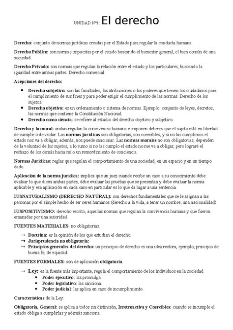 Unidad 1 Unidad N°1 El Derecho Derecho Conjunto De Normas Jurídicas