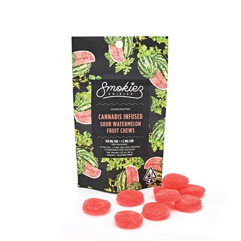 Sour Watermelon [10pk] 100mg Smokiez Delta 8 Fruit Chews Jane