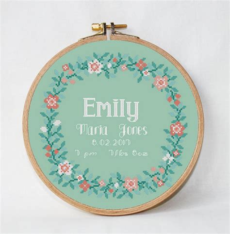 Birth Announcement Cross Stitch Pattern DIY Custom Name And Etsy