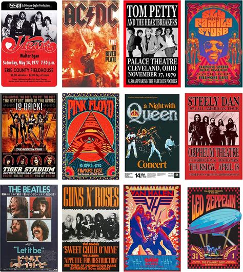 Woonkit Vintage Rock Band Posters For Room Aesthetic 70s 80s 90s Retro