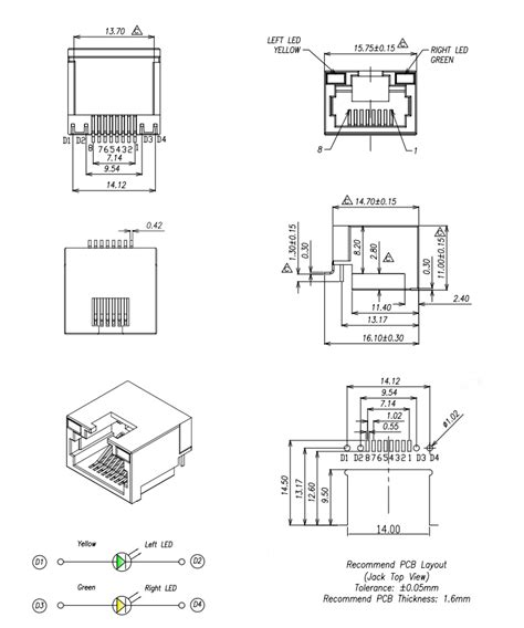 Mid Mount 2 8mm Single Port Vertical Rj45 Female Connector