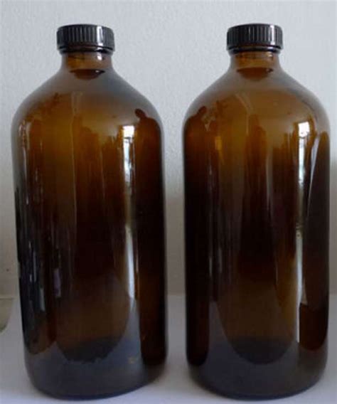 32 Oz 1000ml 1L Amber Glass Boston Round Bottle