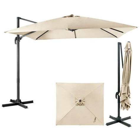 Clihome 10 Ft X 10 Ft Cantilever Offset Square Patio Umbrella In Beige With 3 Tilt Settings Cl