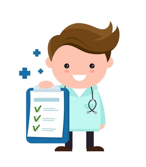 Premium Vector Toung Cute Happy Smiling Medical Doctor With Clipboard