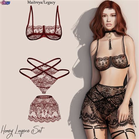 Second Life Marketplace [eternus] Honey Lingerie Set Red