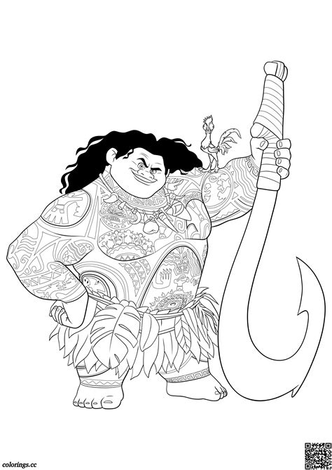 Maui And Hei Hei Coloring Pages Moana Coloring Pages Colorings Cc