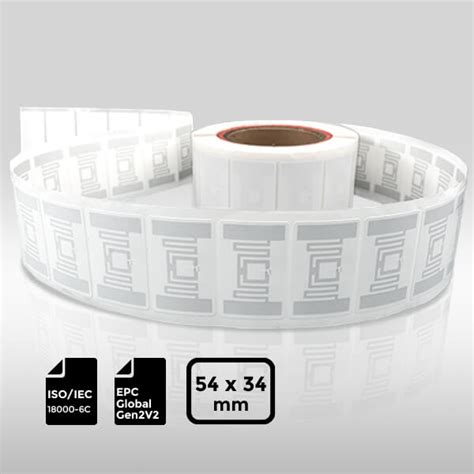 UHF RFID Label Impinj MonzaR6P 54x34mm ISO18000 6C RFID LABEL