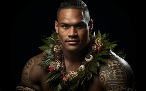 Premium Ai Image Traditional Attire Of Samoan In Wide Angle Full Body