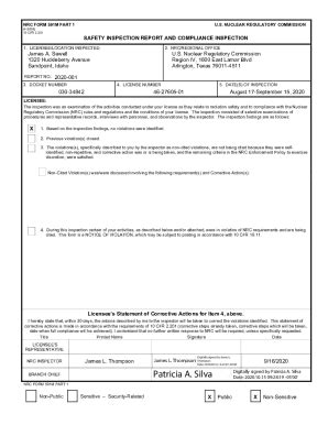 Fillable Online James A Sewell Nrc Form Part Nrc Inspection