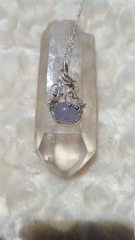 Periwinkle Blauer Chalcedon Anh Nger Drahtwickel In Sterling Silber