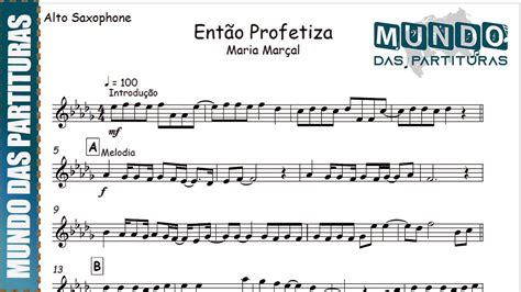 Então Profetiza Maria Marçal Partitura Melódica Sax Alto Sax Tenor