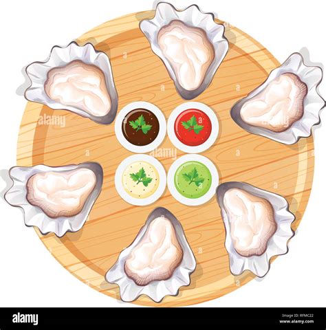 Fresh Oyster On Plate Illustration Stock Vector Image And Art Alamy