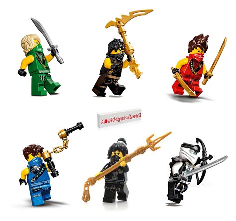 Lego Ninjago Ninja Cole Jay Kai Zane Lloyd Gold Minifigures W Weapons ...