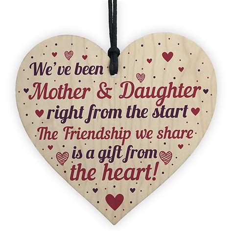 Red Ocean Mother Daughter Plaque Keepsake Wooden Heart T For Mum