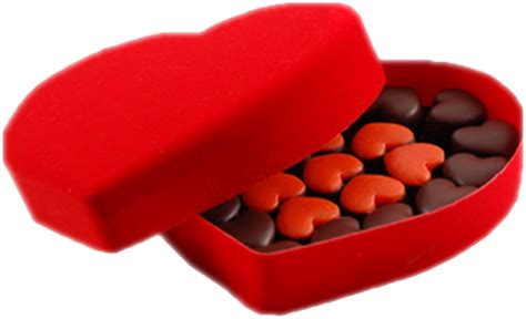 Chocolats De La St Valentin Boite Rouge En Coeur Png