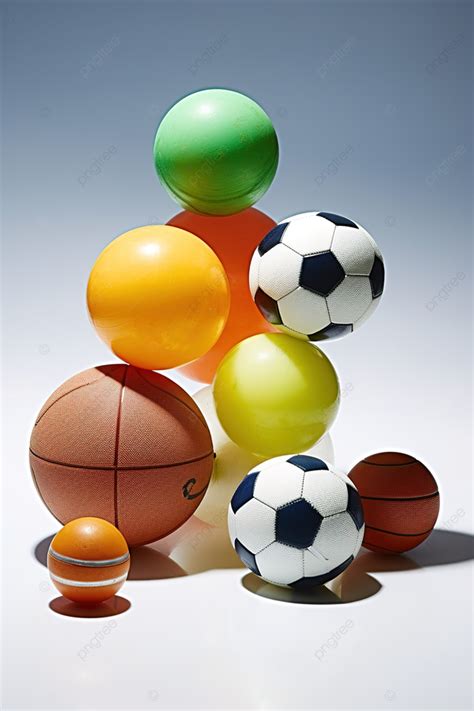 Different Types Of Sports Balls And Other Pieces Of Plastic Background