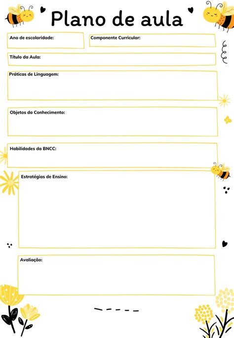 Modelo De Ficha Para Plano De Aula Cantinho Das Atividades Kulturaupice